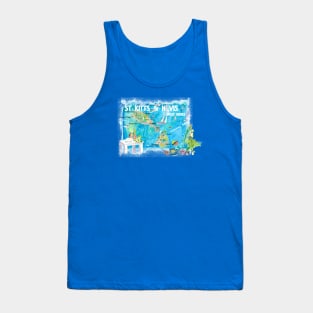 StKitts Nevis Illustrated Travel Map With Roads Tank Top